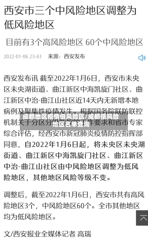 成都地区疫情低风险区/成都低风险地区名单查询